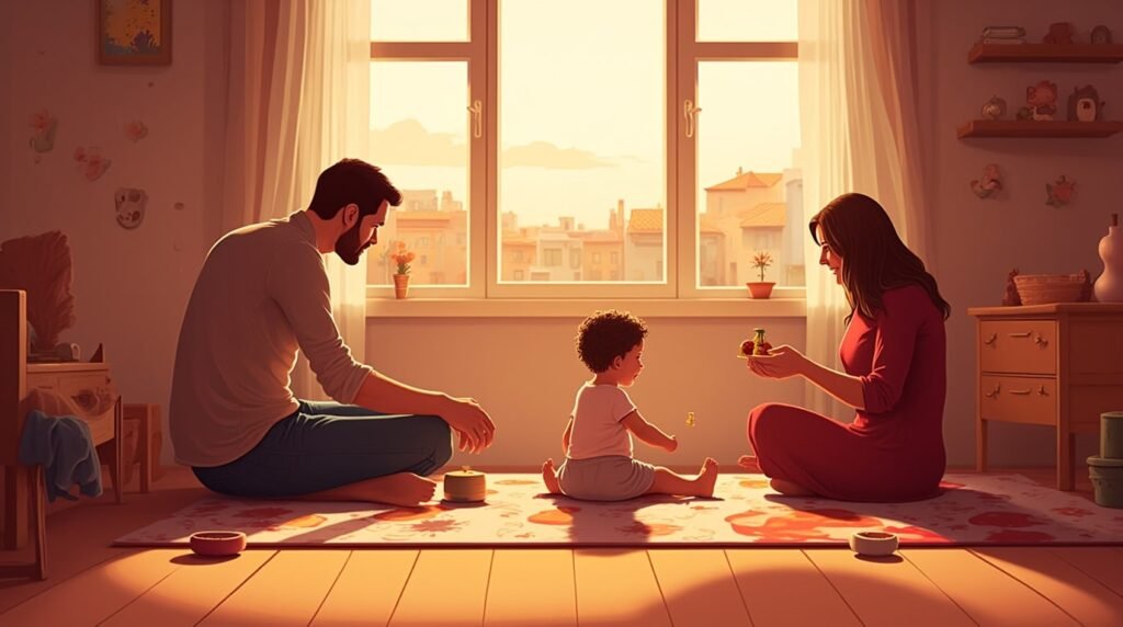 des parents portugais jouent avec bébé