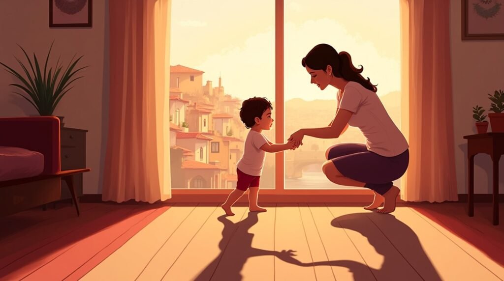 un enfant portugais fait ses premiers pas