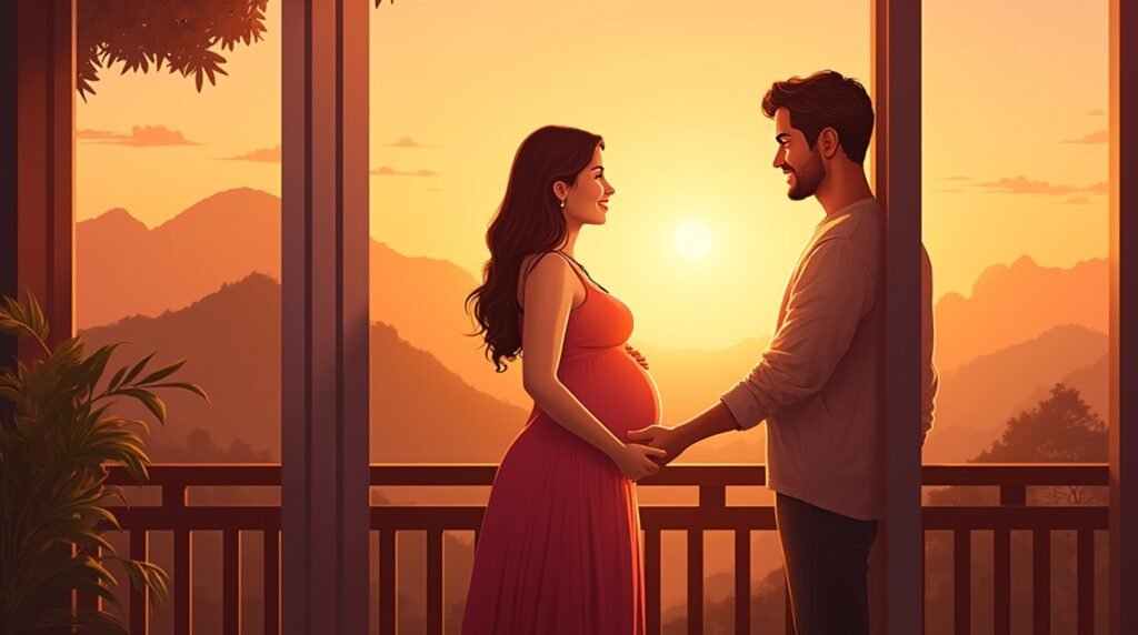 Une femme Thai enceinte annonce la nouvelle à son mari