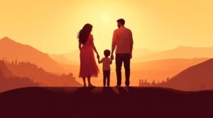 Une famille tunisienne se tient la main