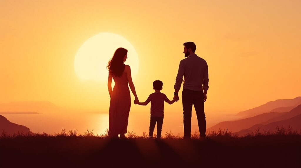 Une famille portugaise en haut d'une colline