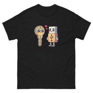 🔐 T-shirt Humoristique Homme pour Serrurier & Geek "amour entre clés" - Quand la serrurerie rencontre la technologie