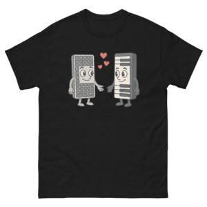 T-shirt Humour Homme pour informaticien “Claviers Amoureux” - L'union parfaite entre musique et informatique