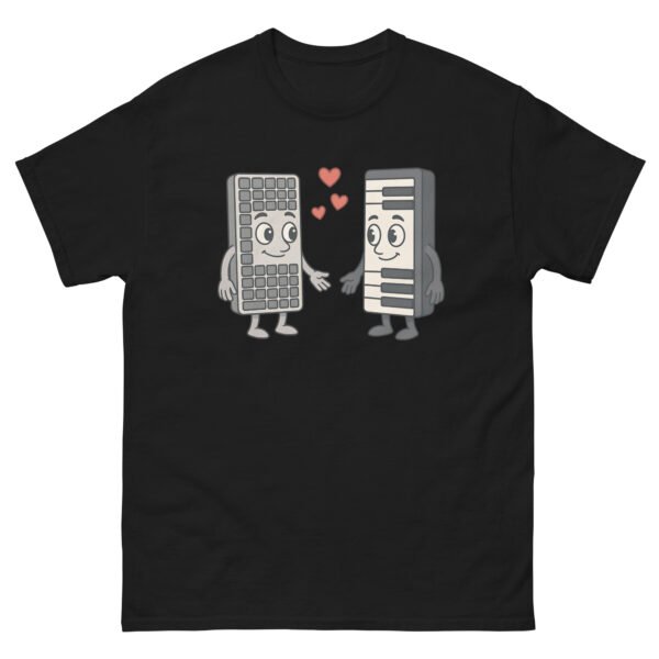 T-shirt Humour Homme pour informaticien “Claviers Amoureux” - L'union parfaite entre musique et informatique
