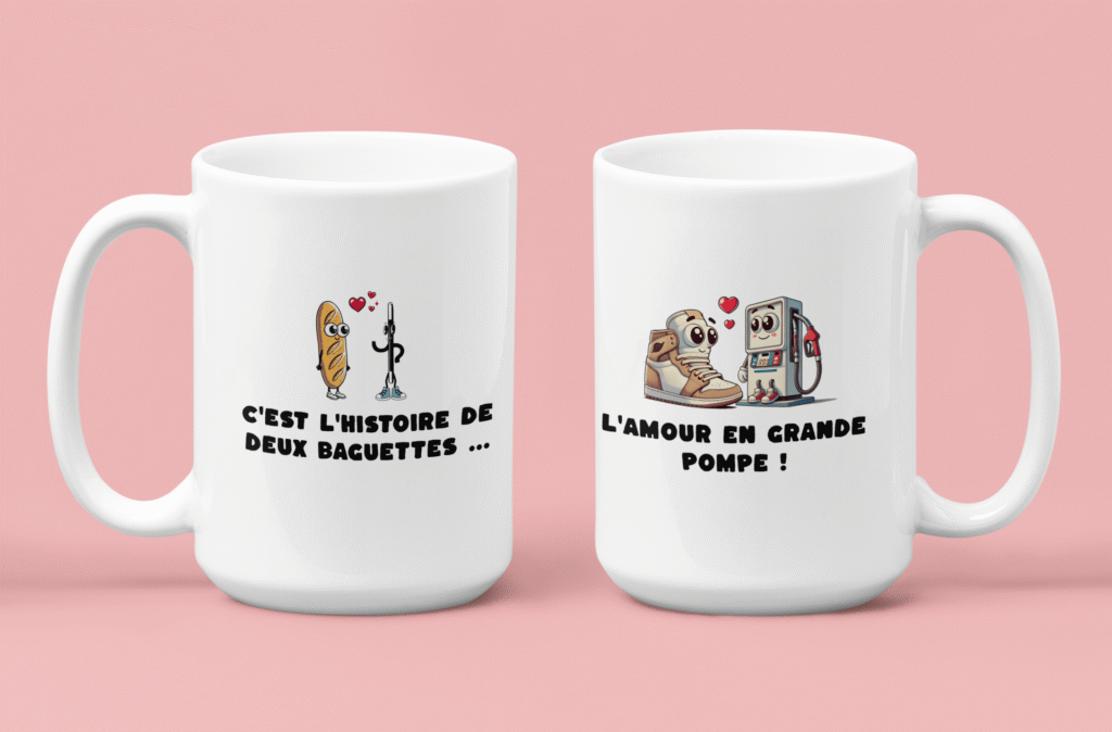 deux mugs cadeaux mis en avant
