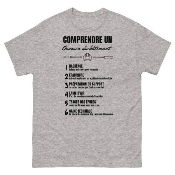 T-shirt homme "Comprendre un Ouvrier du Bâtiment" - L'humour qui parle aux pros ! 🏗️ – Image 7