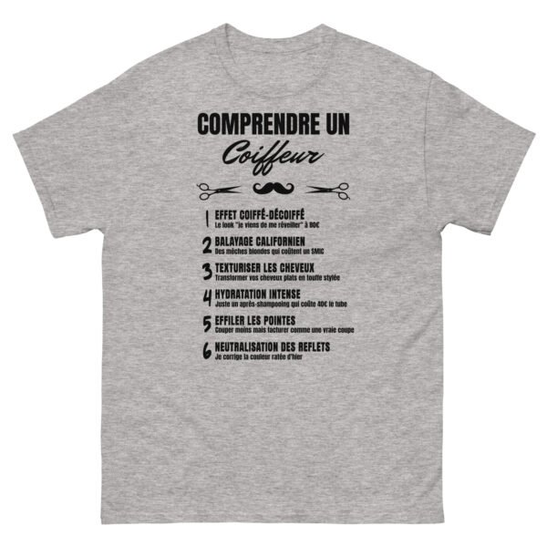 T-SHIRT Homme "COMPRENDRE UN COIFFEUR" - L'HUMOUR CAPILLAIRE ENFIN DÉCODÉ ! ✂️ – Image 7