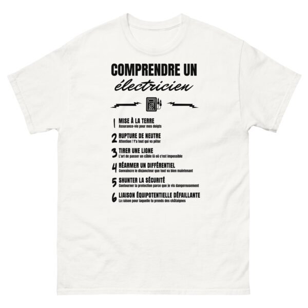 T-shirt Homme Humoristique "Comprendre un Électricien" - Le Décodeur du Jargon des As de l'Électricité