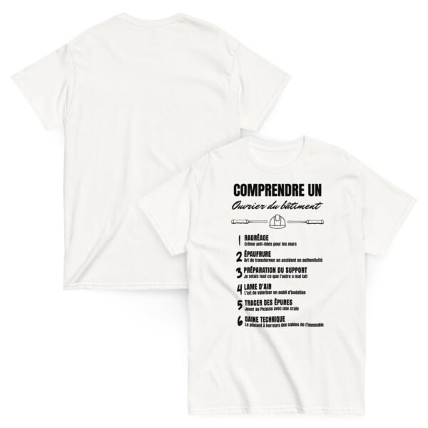 T-shirt homme "Comprendre un Ouvrier du Bâtiment" - L'humour qui parle aux pros ! 🏗️ – Image 2