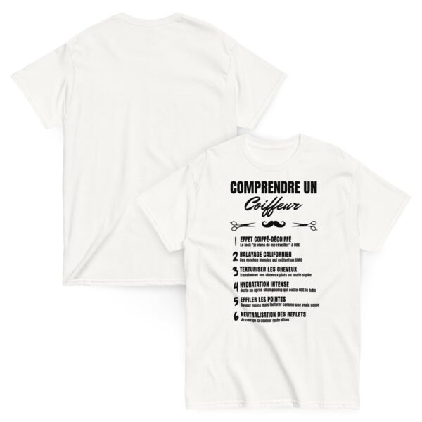 T-SHIRT Homme "COMPRENDRE UN COIFFEUR" - L'HUMOUR CAPILLAIRE ENFIN DÉCODÉ ! ✂️ – Image 2