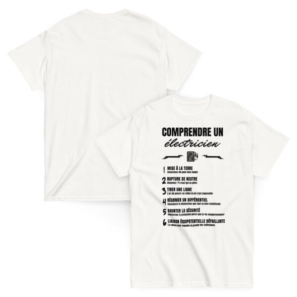 T-shirt Homme Humoristique "Comprendre un Électricien" - Le Décodeur du Jargon des As de l'Électricité – Image 2