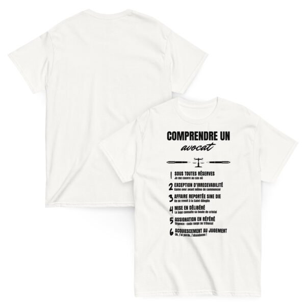 T-SHIRT Homme "COMPRENDRE UN AVOCAT" - L'HUMOUR JURIDIQUE DÉCODÉ ⚖️ – Image 2