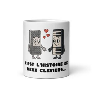 🎹 Mug “C’est l’histoire de deux claviers…” – Le Mug qui fait vibrer les codeurs et les musiciens