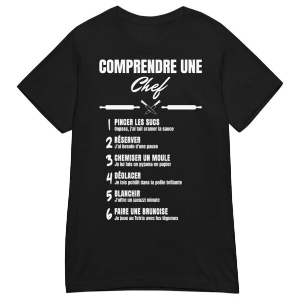 🔪 T-SHIRT FEMME "COMPRENDRE UNE CHEF CUISTO" : LES JARGONS CULINAIRES HILARANTS ! – Image 2