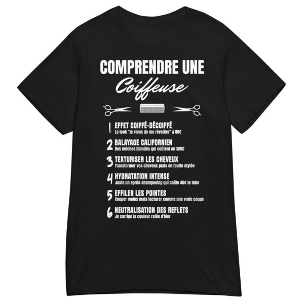 ✂️T-SHIRT Femme "COMPRENDRE UNE COIFFEUSE" - LE DÉCODEUR HILARANT DES PROS DU CHEVEUX – Image 2