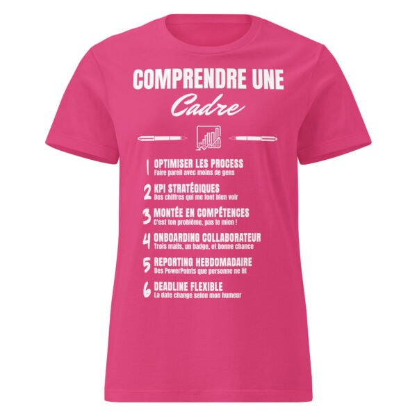 T-shirt Femme Humour “ Comprendre une Cadre Dirigeante” : Décryptez le Jargon Managérial ! – Image 9