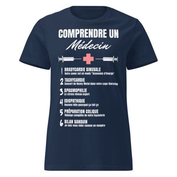 T-shirt Femme "Comprendre un médecin" : Le jagon enfin expliqué ! 🩺 – Image 5