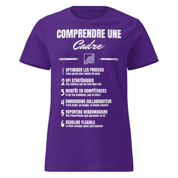 T-shirt Femme Humour “ Comprendre une Cadre Dirigeante” : Décryptez le Jargon Managérial ! – Image 6