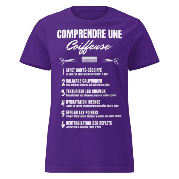 ✂️T-SHIRT Femme "COMPRENDRE UNE COIFFEUSE" - LE DÉCODEUR HILARANT DES PROS DU CHEVEUX – Image 6