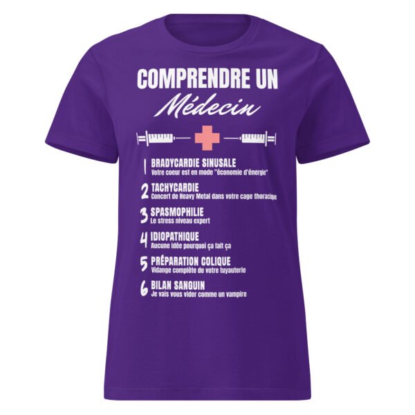 T-shirt Femme "Comprendre un médecin" : Le jagon enfin expliqué ! 🩺 – Image 6