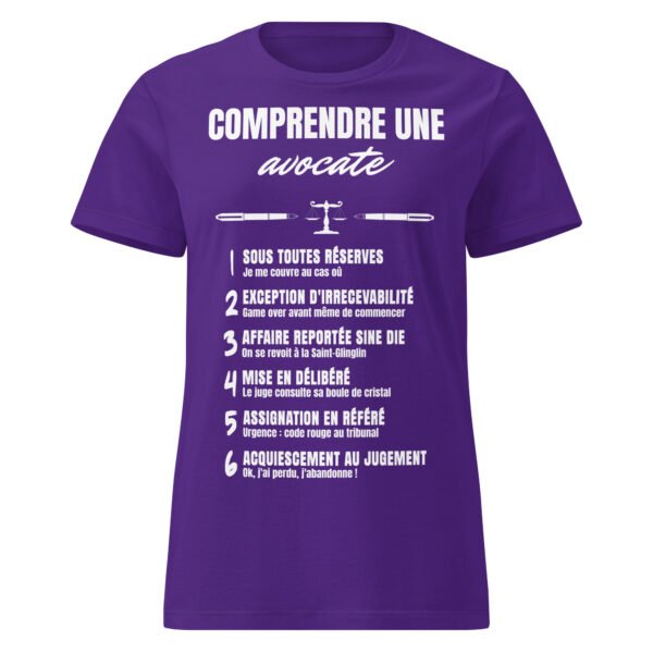 T-shirt Femme "Comprendre une avocate" - Le code secret du barreau déchiffré avec humour ! 🧑‍⚖️ – Image 6