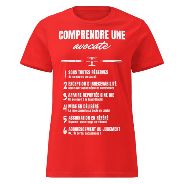 T-shirt Femme "Comprendre une avocate" - Le code secret du barreau déchiffré avec humour ! 🧑‍⚖️ – Image 7