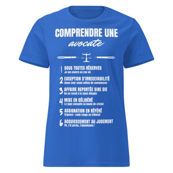 T-shirt Femme "Comprendre une avocate" - Le code secret du barreau déchiffré avec humour ! 🧑‍⚖️ – Image 8