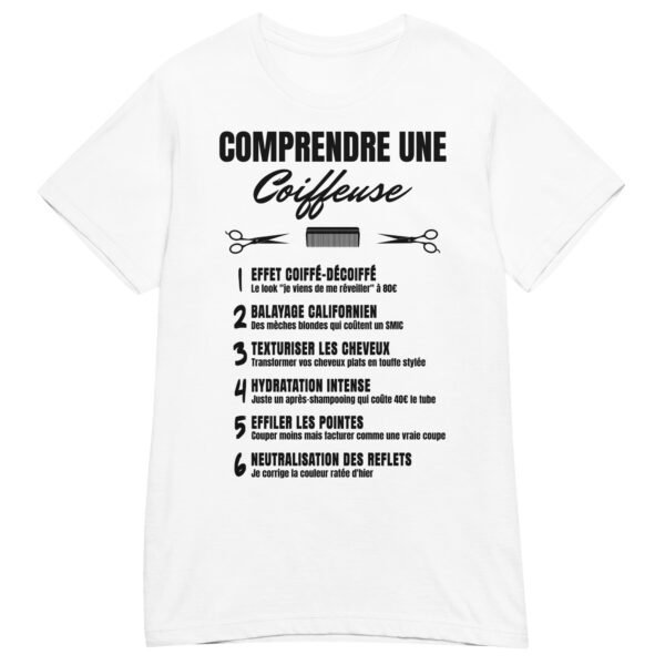 ✂️T-SHIRT Femme "COMPRENDRE UNE COIFFEUSE" - LE DÉCODEUR HILARANT DES PROS DU CHEVEUX – Image 14