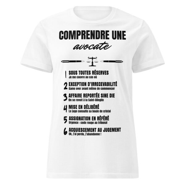 T-shirt Femme "Comprendre une avocate" - Le code secret du barreau déchiffré avec humour ! 🧑‍⚖️ – Image 17