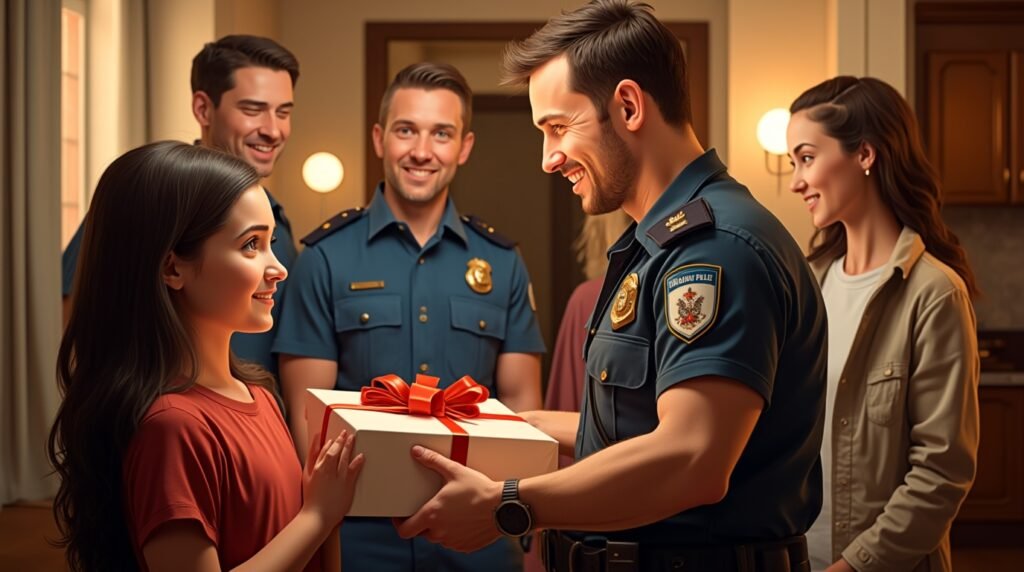 Un policier reçoit un cadeau