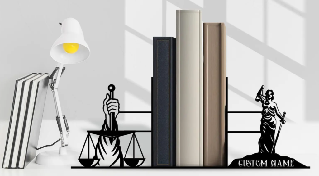 un serre-livre personnalisable sur le thème des avocats et de la justice