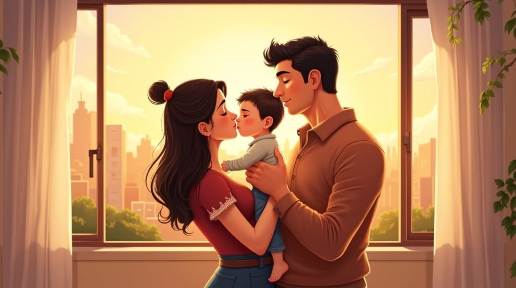 Deux parents mexicains tiennent leur bébé dans leurs bras